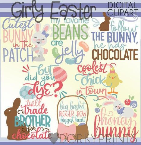 Easter Girl Words Spring Clipart