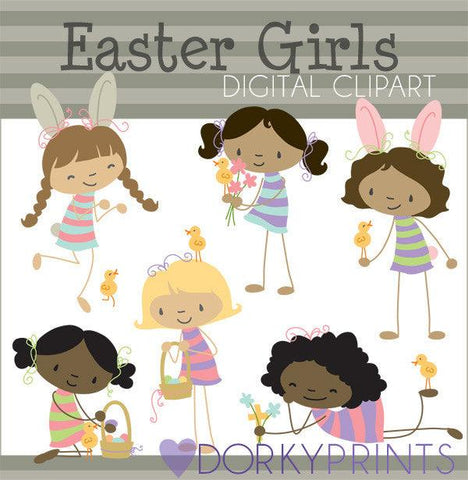 Easter Girls Spring Clipart