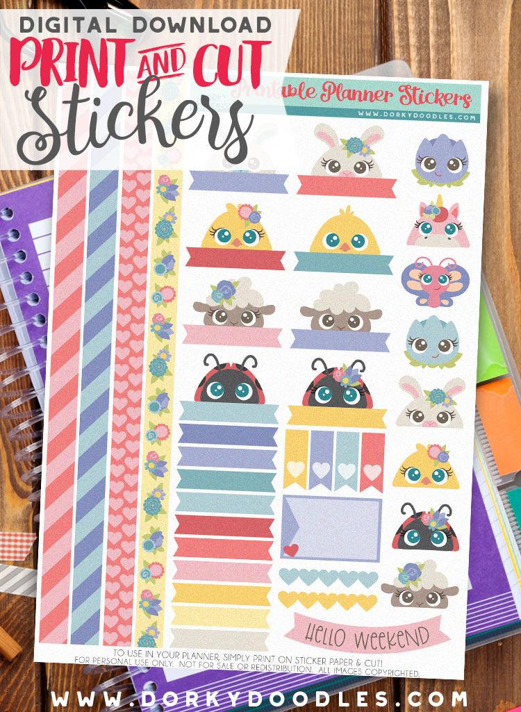 Easter Peekers Print and Cut Planner Stickers