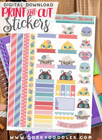 Easter Peekers Print and Cut Planner Stickers