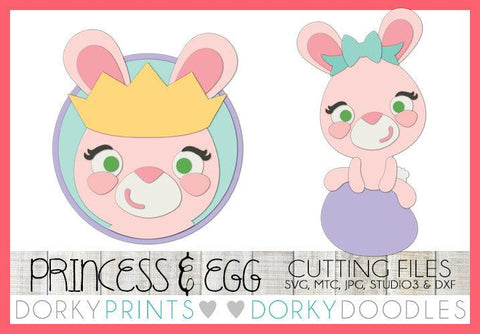 Easter Princess and Bunny Sitting on Egg SVG Cuttable Files