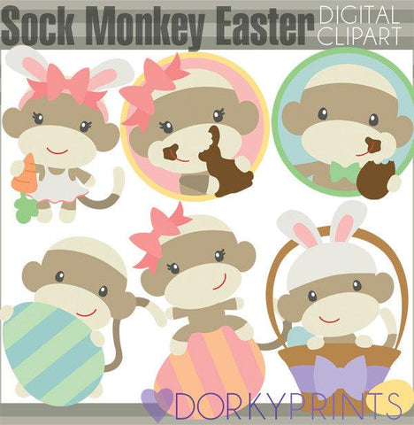 Easter Sock Monkeys Spring Clipart