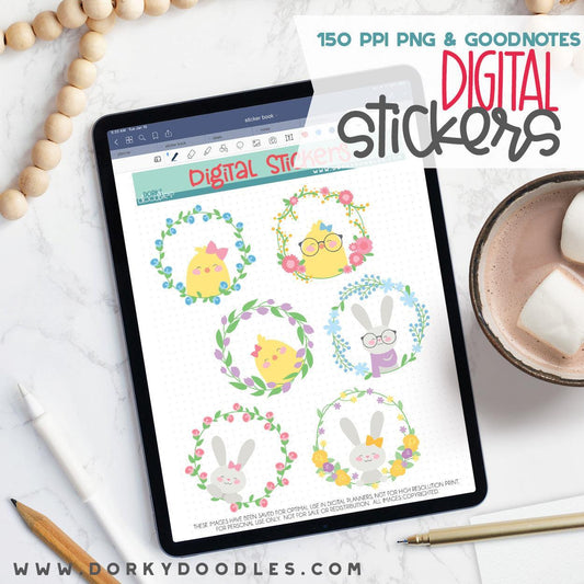 Easter Wreath Digital Planner Stickers