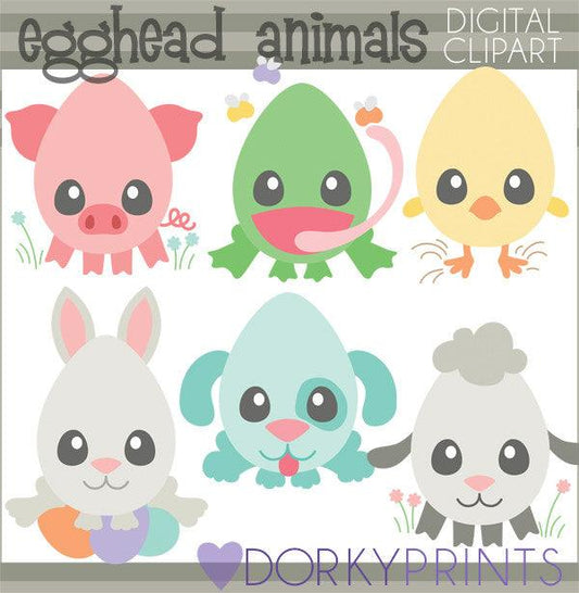 Egghead Animals Spring Clipart