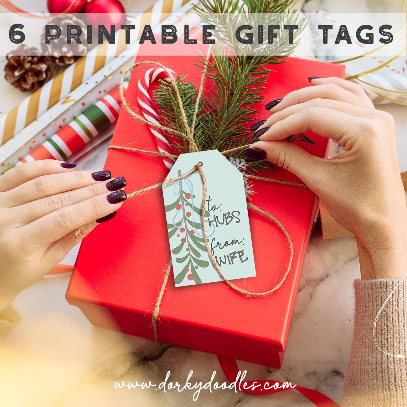Elegant Christmas Gift Tags - Printables - Dorky Doodles