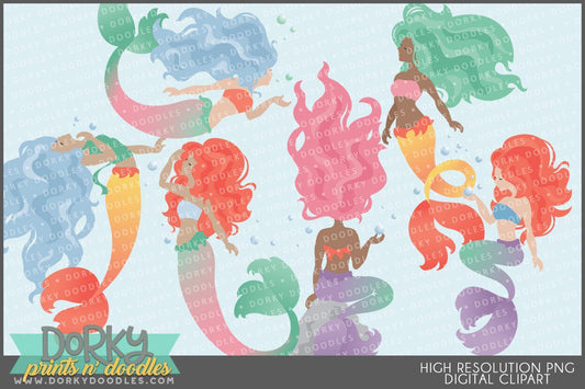 Elegant Mermaids Summer Clipart