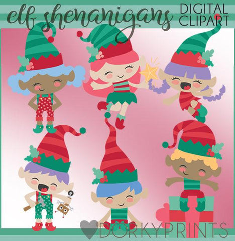 Elf Shenanigans Christmas Clipart