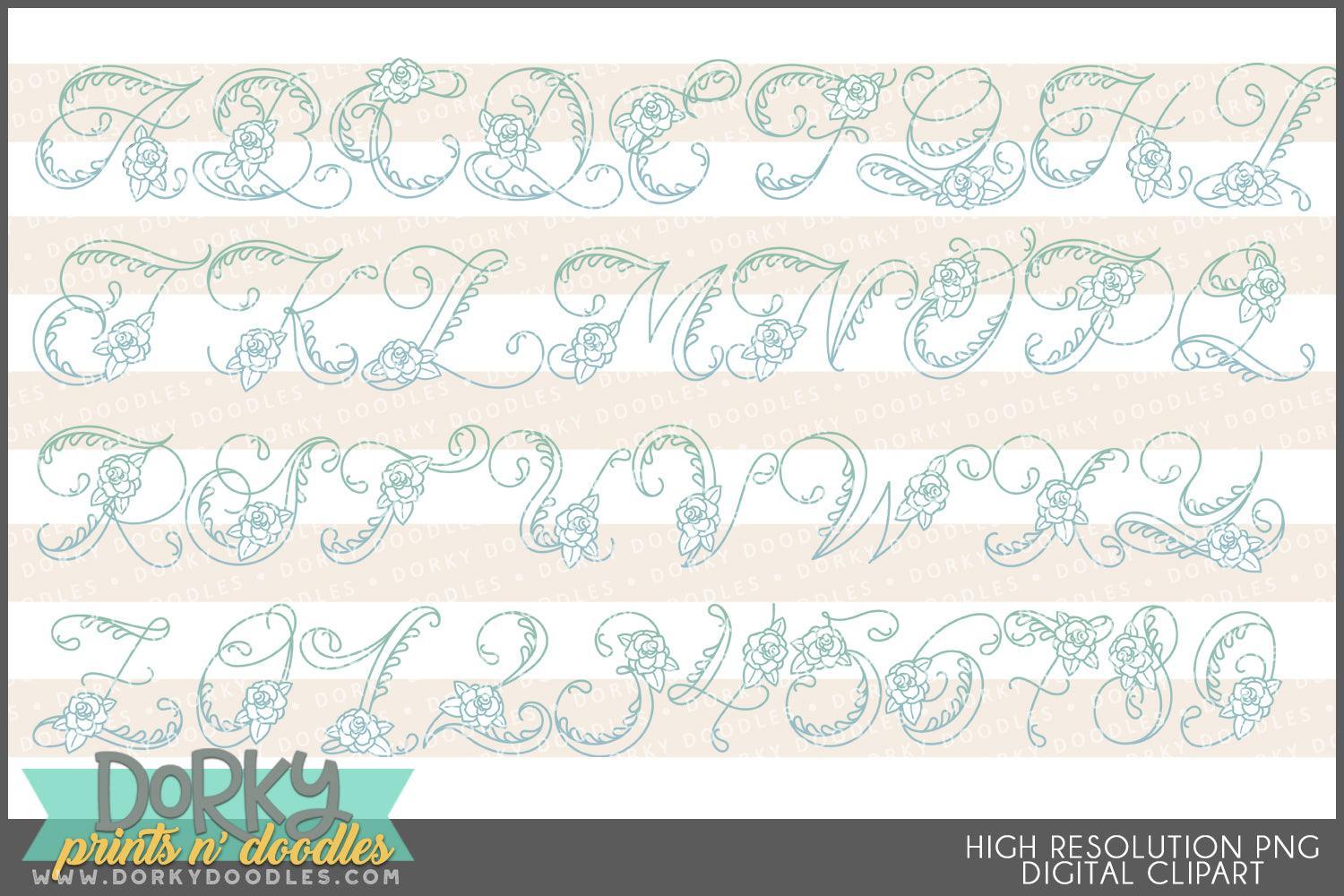 Embellished Swirl Alphabet Clipart