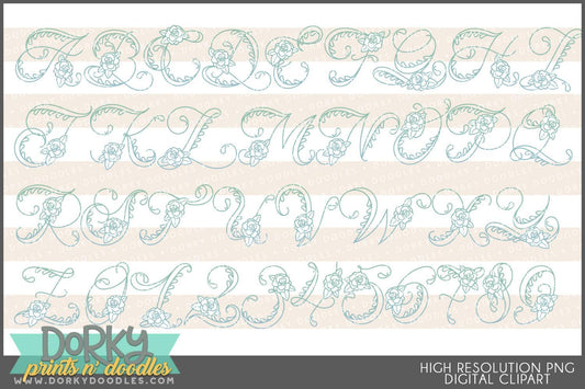 Embellished Swirl Alphabet Clipart