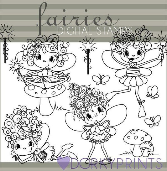 Fairy Blackline Character Clipart