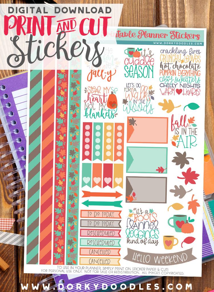 Fall is In the Air Print and Cut Planner Stickers