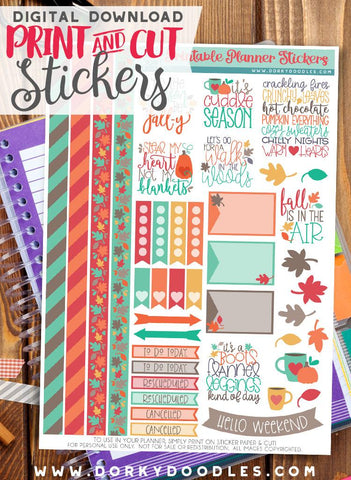 Fall is In the Air Print and Cut Planner Stickers