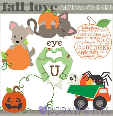 Fall Love Halloween Clipart