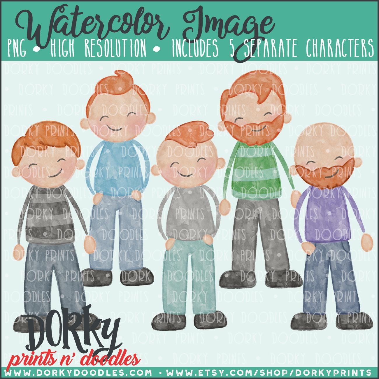 Family Character Watercolor PNG Alternate Men