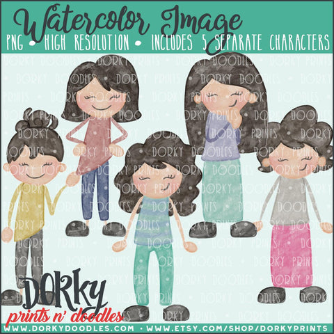 Family Character Watercolor PNG Alternate Women