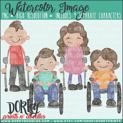 Family Character Watercolor PNG with Special Needs