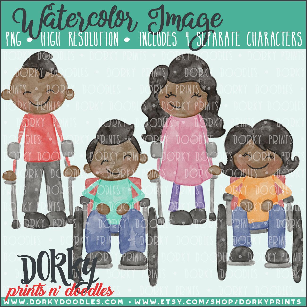Family Character Watercolor PNG with Special Needs