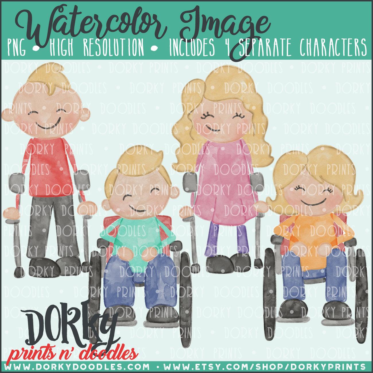 Family Character Watercolor PNG with Special Needs