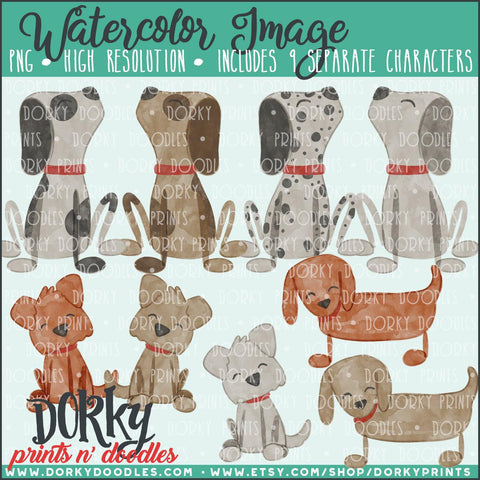 Family Pets Watercolor PNG Alternate Dogs
