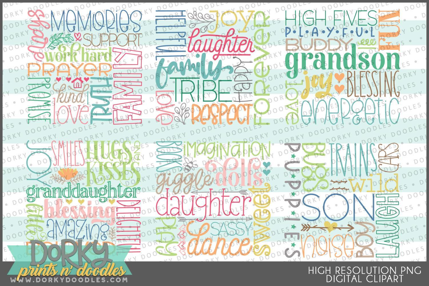 Family Subway Art Clipart - Dorky Doodles