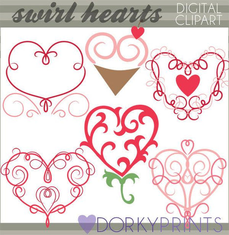 Fancy Swirl Hearts Valentine Clipart