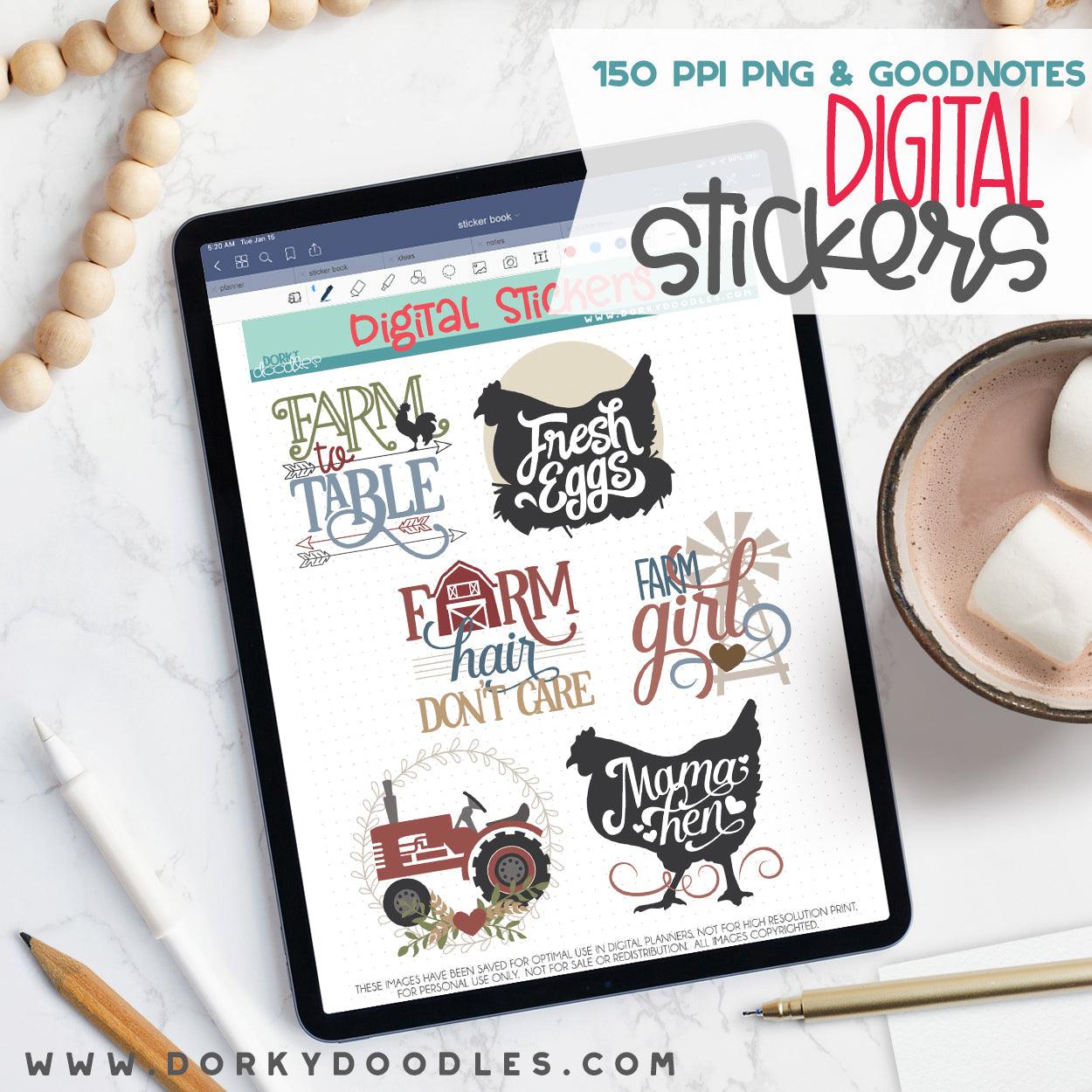 Farm Girl Digital Planner Stickers