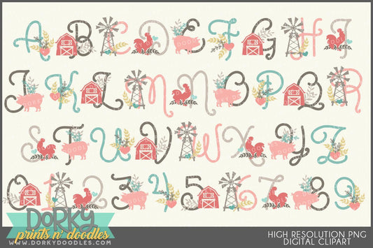 Farmhouse Alphabet Clipart