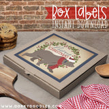 Farmhouse Christmas Bear Labels for Mini Pizza Box and Gifts - Printables - Dorky Doodles