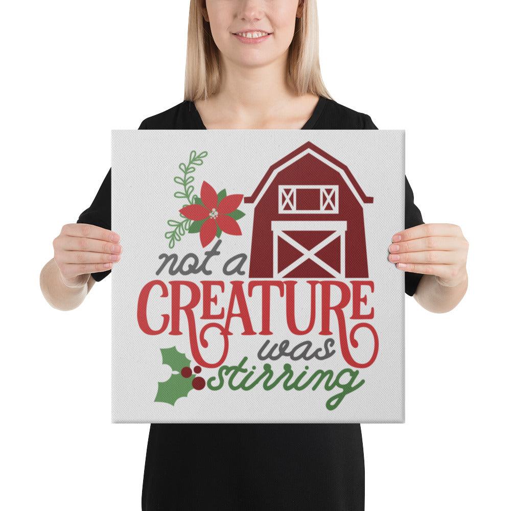 Farmhouse Christmas Canvas with Barn 16x16 Inches - Dorky Doodles