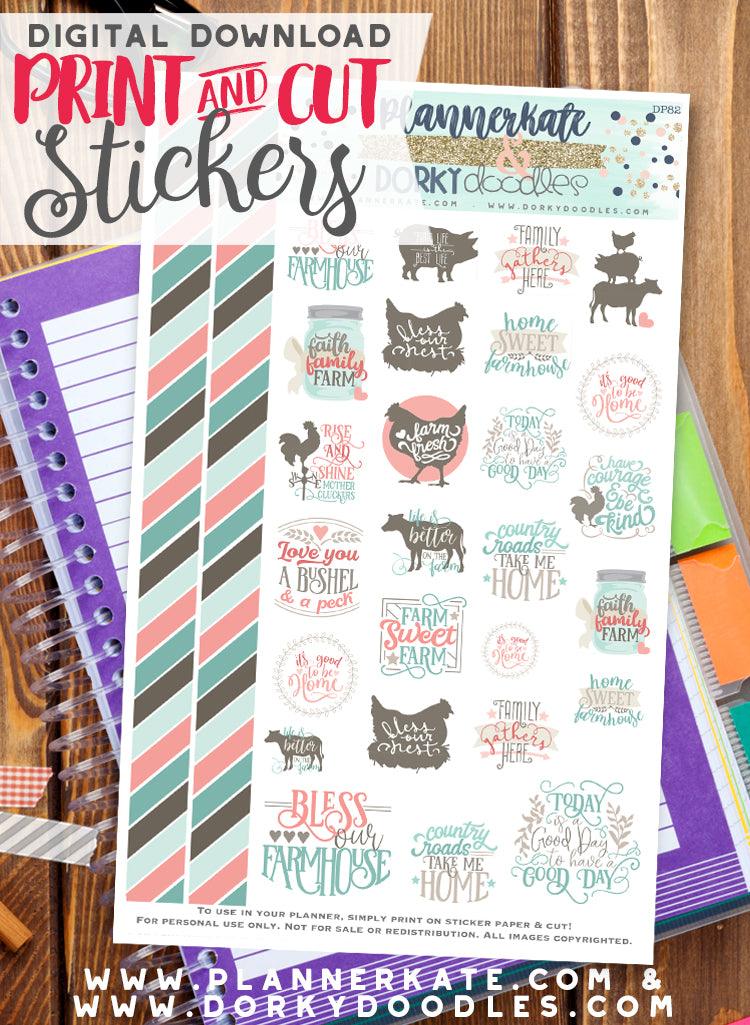 Farmhouse Print and Cut Planner Stickers – Dorky Doodles