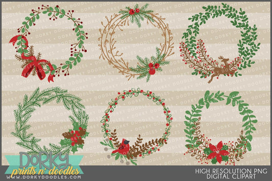 Farmhouse Wreath Christmas Clipart