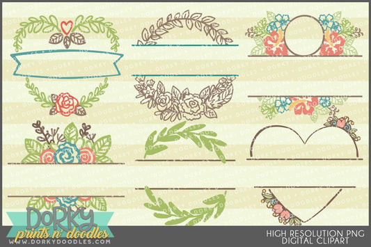 Farmhouse Wreath Frames Clipart