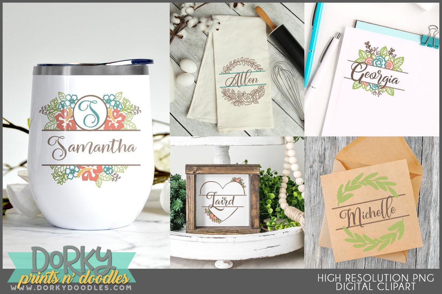 Farmhouse Wreath Frames Clipart