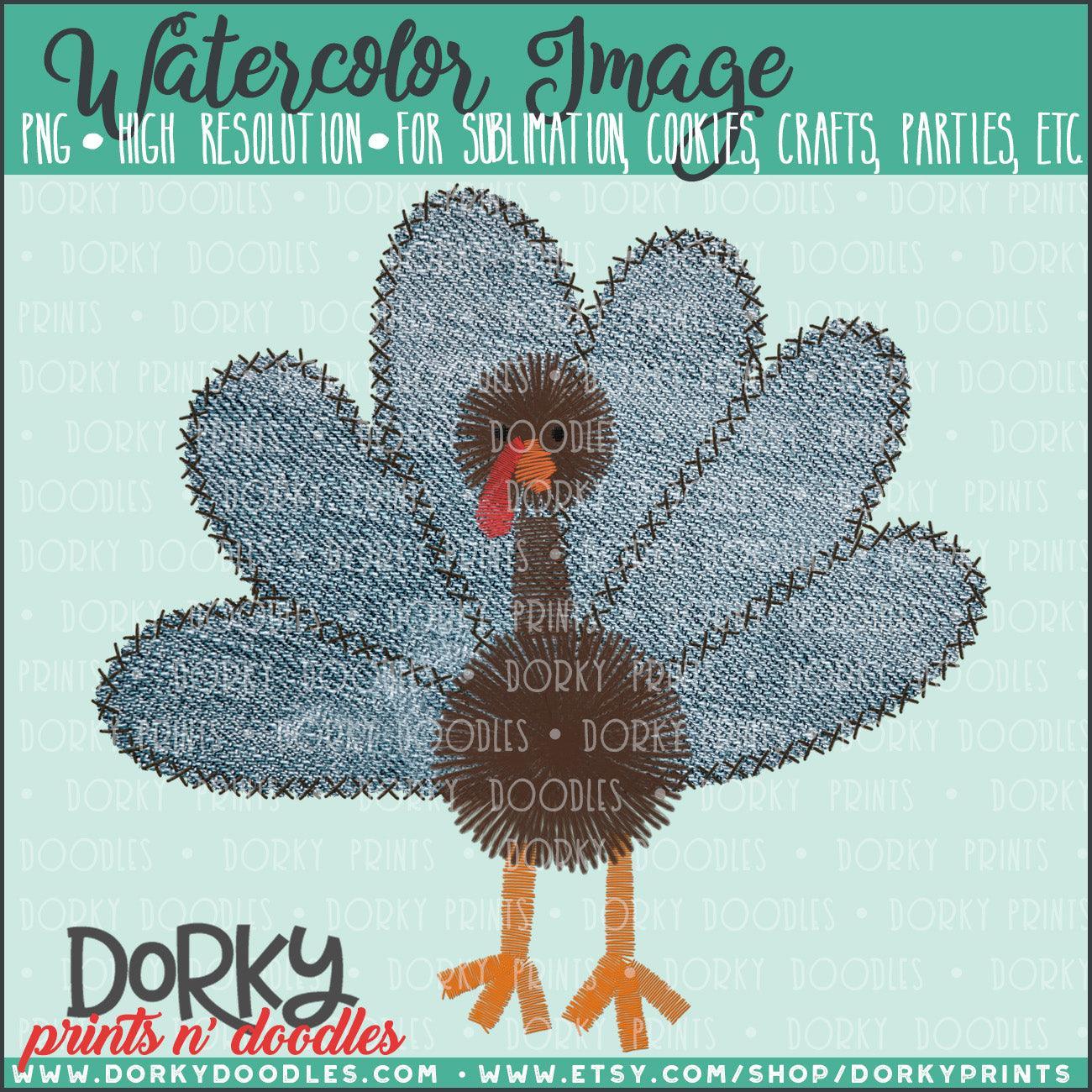 Faux Embroidery Turkey  Watercolor PNG