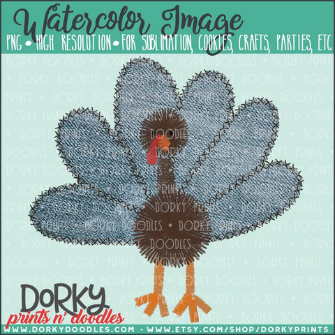Faux Embroidery Turkey  Watercolor PNG