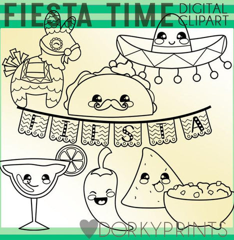 Fiesta Time Blackline Holiday Clipart