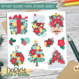 Floral Christmas Stickers Sheet