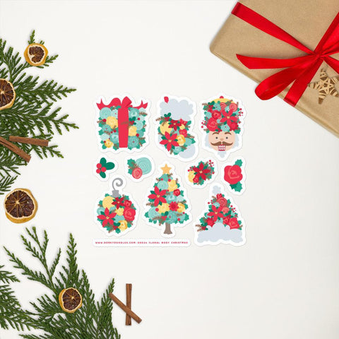 Floral Christmas Stickers Sheet