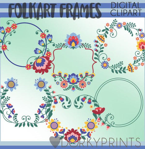 Floral Folkart Frames Clipart