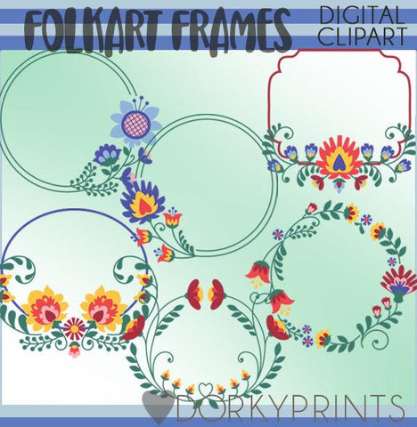 Floral Folkart Frames Clipart