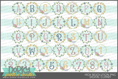 Floral Frame Alphabet Clipart - Dorky Doodles
