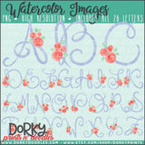 Floral Paulette Alphabet Watercolor PNG