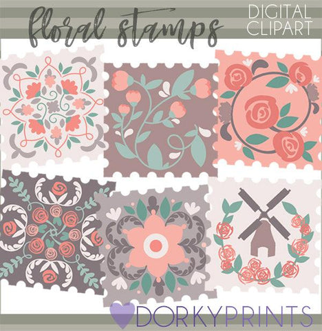 Floral Stamp Clipart