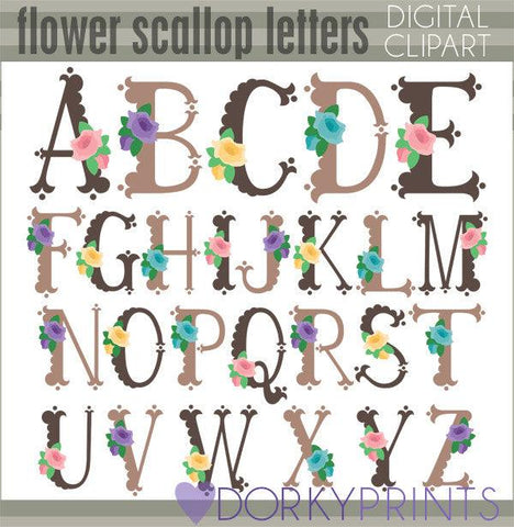 Flower Scallop Alphabet Clipart