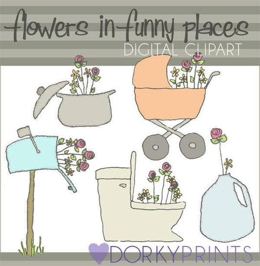 Flowers in Funny Places Spring Clipart