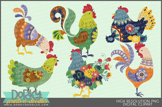 Folk Art Animals Clipart