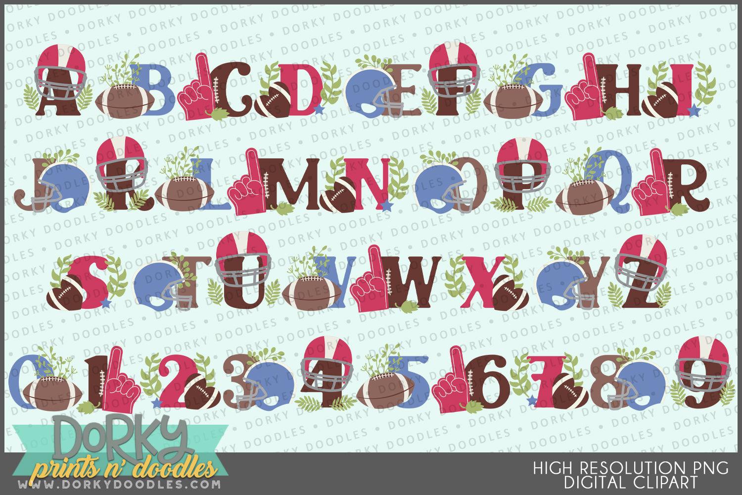 Football Alphabet Clipart - Dorky Doodles