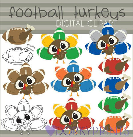 Football Turkeys Thanksgiving Clipart