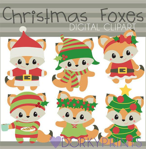 Foxes Christmas Clipart