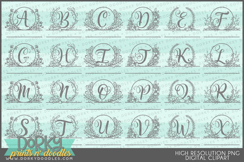 Framed Monogram Alphabet Clipart - Dorky Doodles